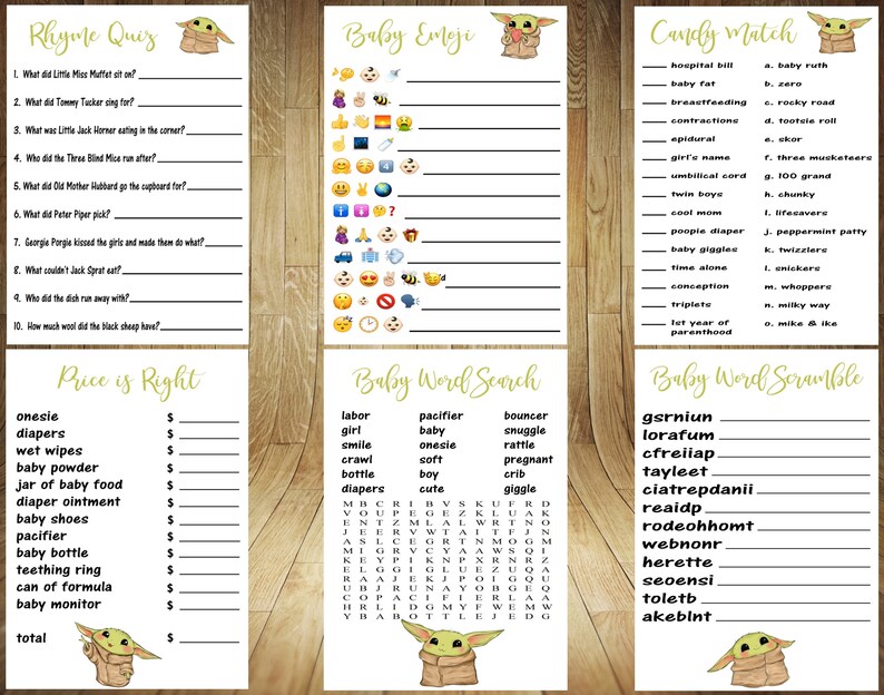 CHOOSE YOUR GAMES Yoda Baby Shower Games, Yoda Baby Shower, Star Wars