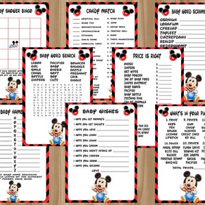 MEGA Sale!!! All 8 Games! Mickey Mouse Baby Shower Games, Mickey Mouse Baby Shower, Mickey Baby Shower Game, Digital File