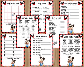 MEGA Sale!!! All 8 Games! Mickey Mouse Baby Shower Games, Mickey Mouse Baby Shower, Mickey Baby Shower Game, Digital File