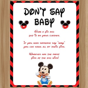 MEGA Sale!!! Mickey Mouse Baby Shower Game, Mickey Mouse Baby Shower, Mickey Mouse Don&#39;t Say Baby, Mickey Don&#39;t Say Baby, Digital File