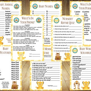 MEGA Ausverkauf!!! Alle 8 Spiele! Lion King Baby Shower Spiele, Lion Baby Shower Spiele, Lion King Baby Shower, Lion Guard Baby Shower, DIY
