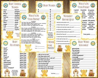 MEGA Sale!!! All 8 Games! Lion King Baby Shower Games, Lion Baby Shower Games, Lion King Baby Shower, Lion Guard Baby Shower, DIY