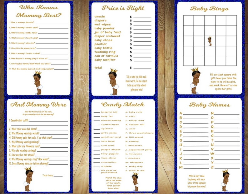 FLASH SALE Royal Prince Baby Shower Games AfricanAmerican Etsy