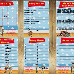 CHOOSE YOUR GAMES! Toy Story Baby Shower Games, Toy Story Baby Shower, Boy Story Baby Shower, Toy Story Shower, Toy Story Games
