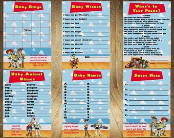 CHOOSE YOUR GAMES! Toy Story Baby Shower Games, Toy Story Baby Shower, Boy Story Baby Shower, Toy Story Shower, Toy Story Games