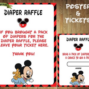 MEGA Sale!!! Mickey Mouse Diaper Raffle, Mickey Mouse Baby Shower, Mickey Mouse Raffle, Diaper Raffle, Mickey Diaper Raffle, Digital File