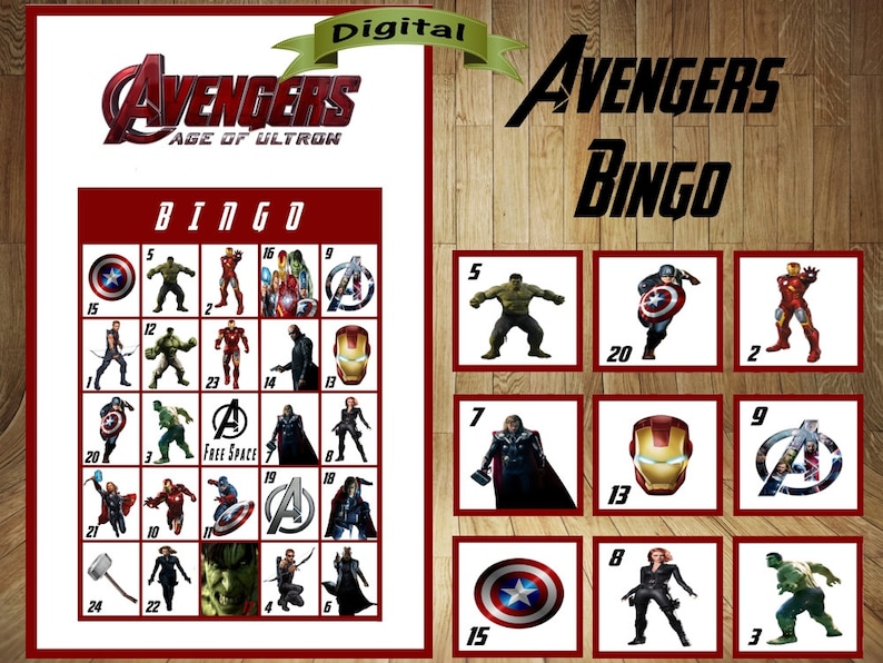 MEGA Sale!!! Avengers Bingo, the Avengers Bingo, Avengers Birthday ...