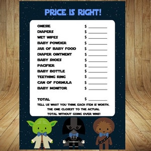 Star Wars Baby Shower Games, Star Wars Baby Shower, Star Wars Baby Shower Games for Boy, Star Wars Baby Shower for Boy, Price is Right