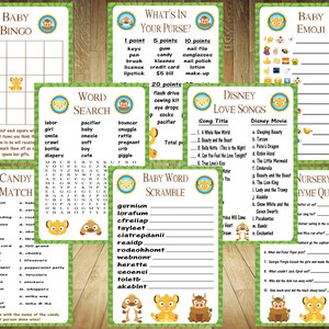 ゲームをお選びください！ライオンキングベビーシャワーゲーム、ライオンキングベビーシャワー、ライオンガードベビーシャワー、ライオンキングゲームバンドル、ライオンキングベビー