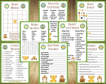 CHOOSE YOUR GAMES! Lion King Baby Shower Games, Lion King Baby Shower, Lion Guard Baby Shower, Lion King Game Bundle, Lion King Baby