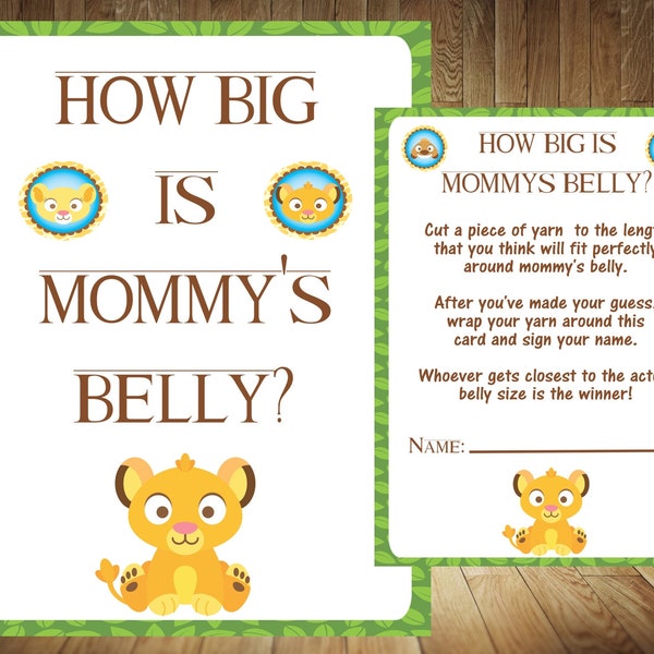 Lion King How Big Is Mommy's Belly, Lion King Baby Shower Game, Lion King Baby Shower, How Big Is Mommy's Belly, Simba Baby Shower