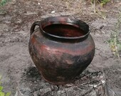 Vintage Pot, Small Clay Pot, Antique Amphora, Clay Plant Pot, Low Pot, Elegant Pot, Clay Pot, Antique Clay Pot, Unique Pot, Primitive decor
