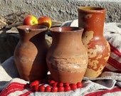 Grandparents gift Very old antique, antique Amphora, Country pottery,vase pottery jug ancient vessel, old clay jug ceramic Three jugs decor