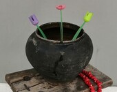 Vintage Pot, Small Clay Pot, Antique Amphora, Clay Plant Pot, Low Pot, Elegant Pot, Clay Pot, Antique Clay Pot, Unique Pot, Primitive decor
