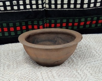 7.4-Inch Vintage Ukrainian Clay Plate, Primitive Pottery Wall Decor Dish