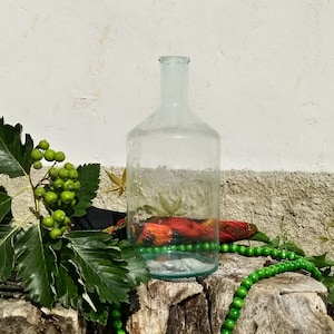 Vintage decanter, Glass carafe for wine, Unique decanter, Bottle for vodka, Tableware, Flower vase, Unique table decor, Green bottle, 1920
