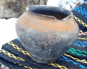 Vintage small pot Small clay pot Antique amphora Clay pot for plants Ancient vase Low pot Elegant pot Clay vessel old antique pottery clay