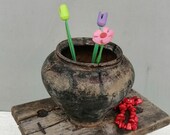 Vintage Pot, Small Clay Pot, Antique Amphora, Clay Plant Pot, Low Pot, Elegant Pot, Clay Pot, Antique Clay Pot, Unique Pot, Primitive decor