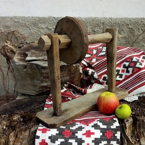 Antique spinning wheel, Eco wooden decor, Wooden spool, Vintage tool, Wooden spinning wheel, Primitive tool, Rustic decor,  Rustic tool 1920