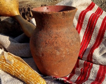 Clay pots, Ceramic vase, Clay jug, Unique pot, Flower vase, Clay flower pot, Ceramic vase, Ceramic dishes, Gift Fire orange, Table decor