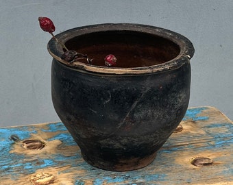 Antique Clay Plate, Rustic Pottery Bowl, Ancient Vessel, Farmhouse Decor