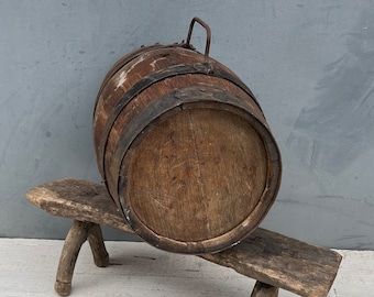 Primitive Wood Farm Barrel, Wine barrel, Vintage Barrel, Unique Barrel, Wooden Container, Rustic Chic, Cottage Style, Rustic Chic, Decor