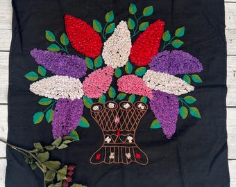 Vintage Ukrainian Embroidered Tapestry, Deer Scene, Handmade Wall