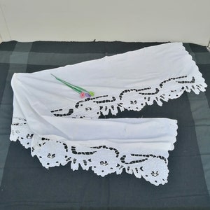Vintage curtains  embroidery cutwork, Cotton flower pattern, Hand embroidery, Decorative curtains, Traditional pattern, Window decor,Vintage