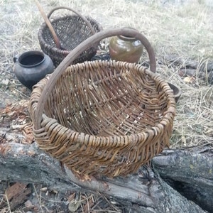Weidenkorbtasche, Outdoor-Pflanzgefäß, Gartenpflanzgefäße, Gartendekoration, Weidentasche, runde Weidentasche, Geschenk für Mama, Holzpflanzer, einzigartiges Dekor