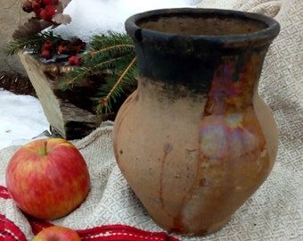 Vintage Ceramic Jug, Rustic bowl, Antique clay pitcher, Pottery jug, Country decor, Housewares. Clay pots, Rustic decor, A vase for flowers