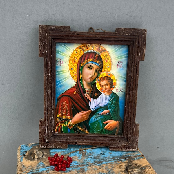 Icona russa antica, cattolica russa ortodossa, icona cristiana, icona fatta a mano unica, icona della collezione, regalo dall'Ucraina, decorazione della parete