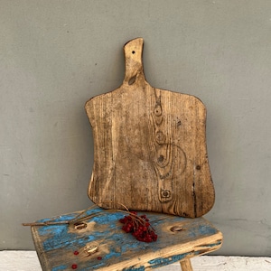 Antique Rustic Cutting Board with Food Chopper, Bread Board, Cutting Board, Vintage Wooden Cutting Board, Rustic Kitchen Decor, Rural Decor