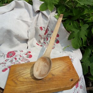 Vintage houten lepel, met de hand gesneden lepel, houten lepel, rustieke lepel, grote lepel, cadeaulepel, primitieve lepel antieke lepel primitief houten