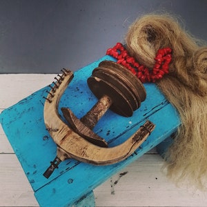 Wooden spool, Vintage spinning wheel, Antique wooden spinning, Primitive tool, Theater props, Rural decor, Primitive decor, Industrial decor