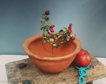 Antique Clay Plate, Rustic Pottery Bowl, Ancient Vessel, Farmhouse Decor