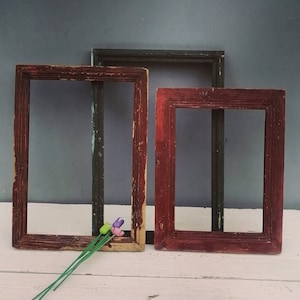 Three Antique Wood Frames, Wooden Photo Frame, Antique Photo Frame, Artistic Photo Frame, Folk Art, Home Decor, Original Frame, Unique Decor