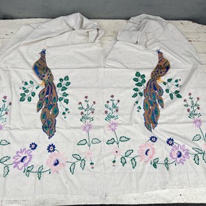 Embroidered curtain, Unusual curtain, Rustic decor, Window decoration, Hand embroidery, Country house, Embroidery, Folk art, Two curtains