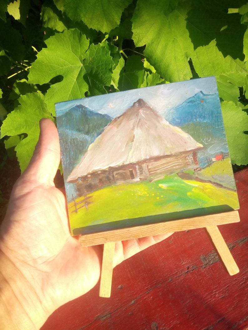 Oil Painting Picture on Stand Painting on Plywood Primitive Etsy