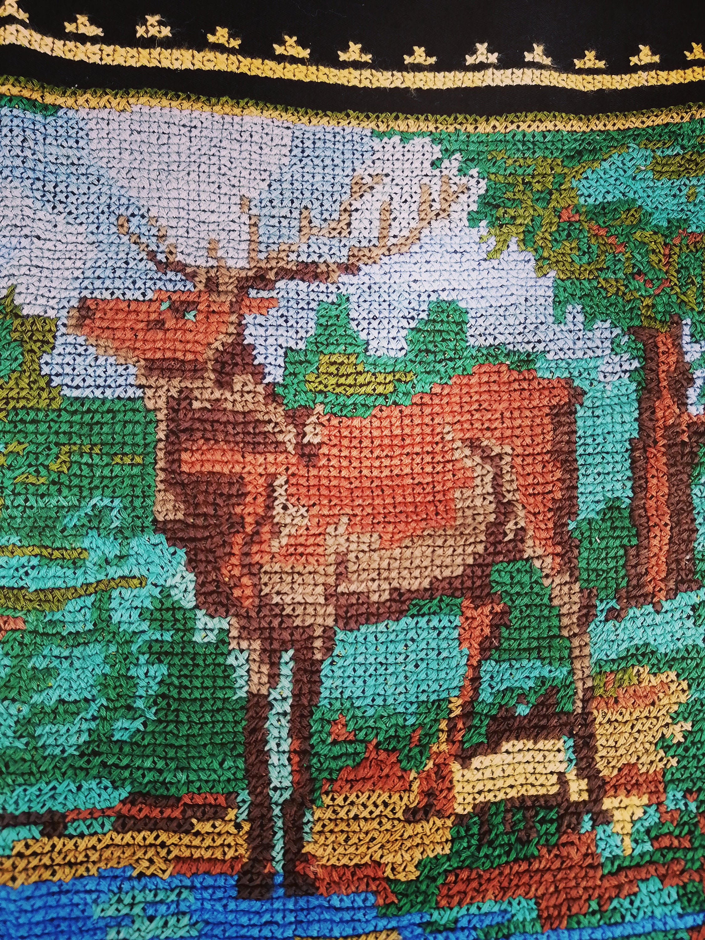 ヴィンテージ刺繍絵画、手作りウクライナタペストリー、ヴィンテージ