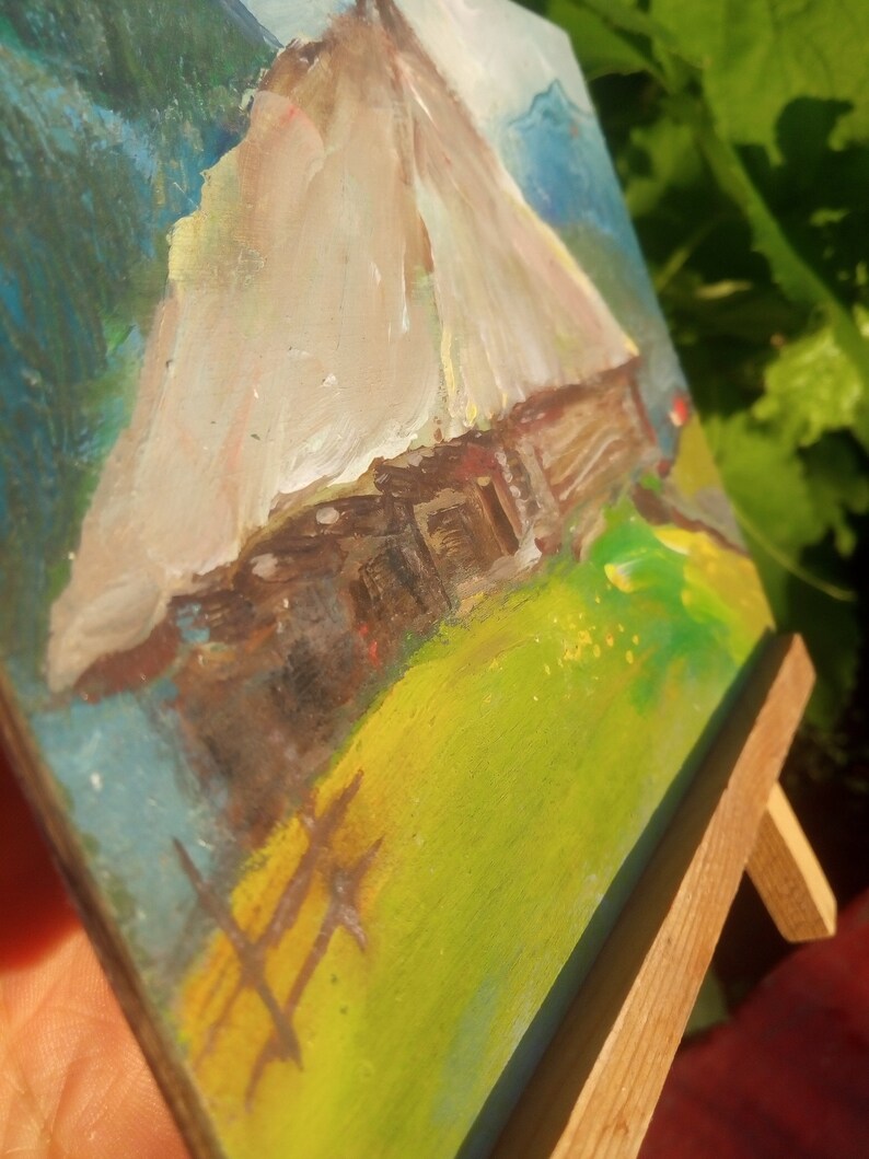 Oil Painting Picture on Stand Painting on Plywood Primitive Etsy