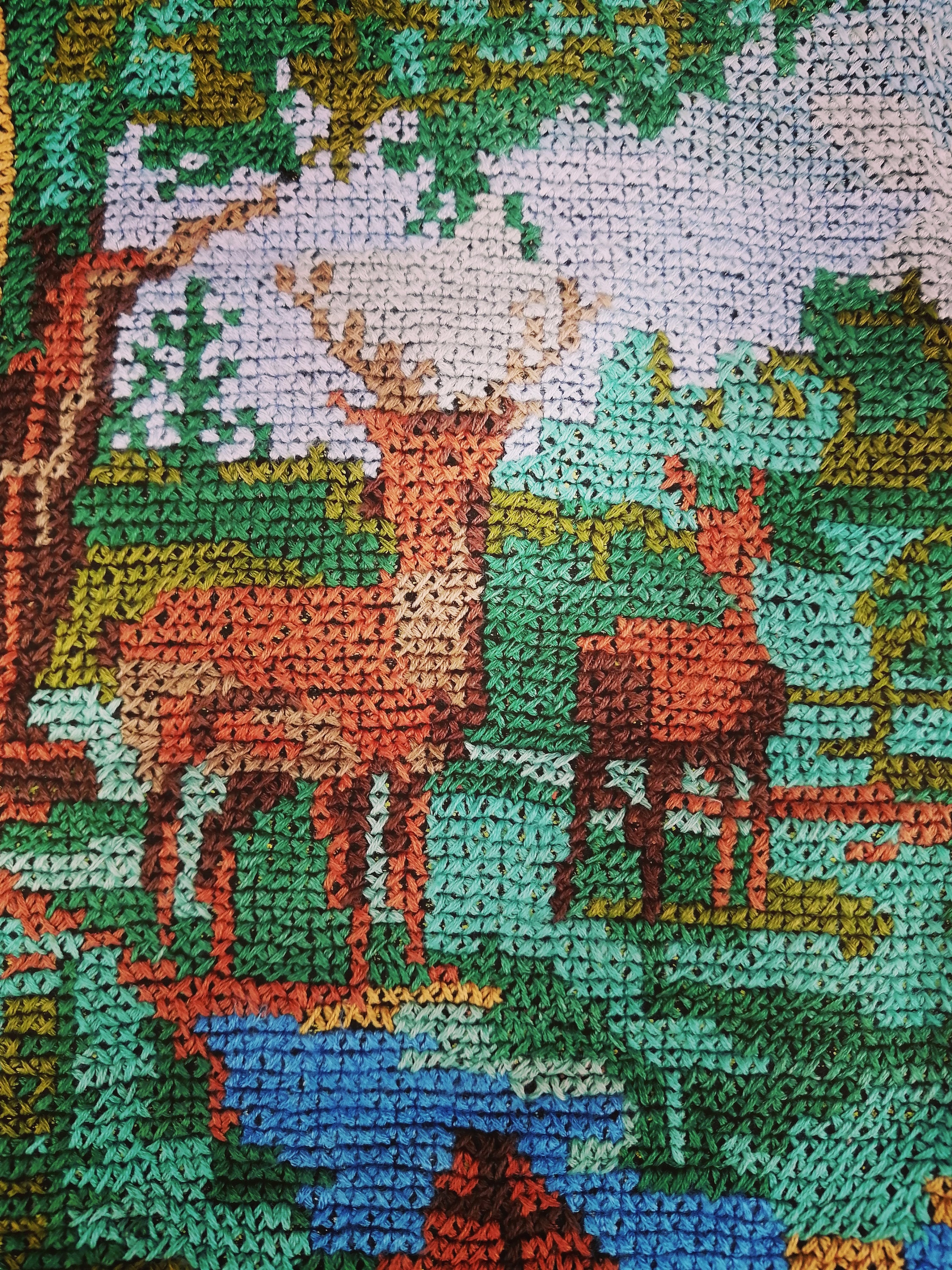 ヴィンテージ刺繍絵画、手作りウクライナタペストリー、ヴィンテージ