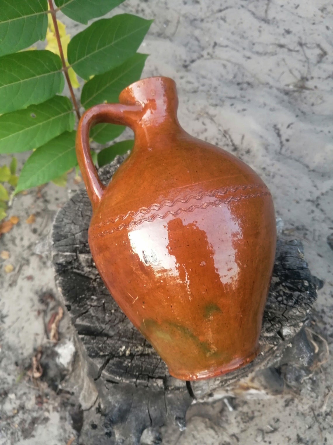 Vintag Clay Jug Rustic Milk Jug Traditional Small Ceramic Etsy