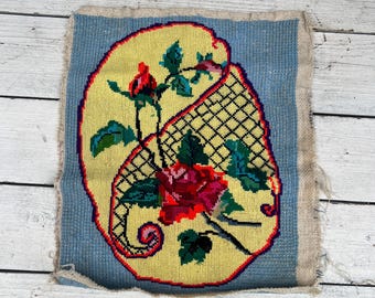 Vintage Ukrainian Embroidered Tapestry, Deer Scene, Handmade Wall