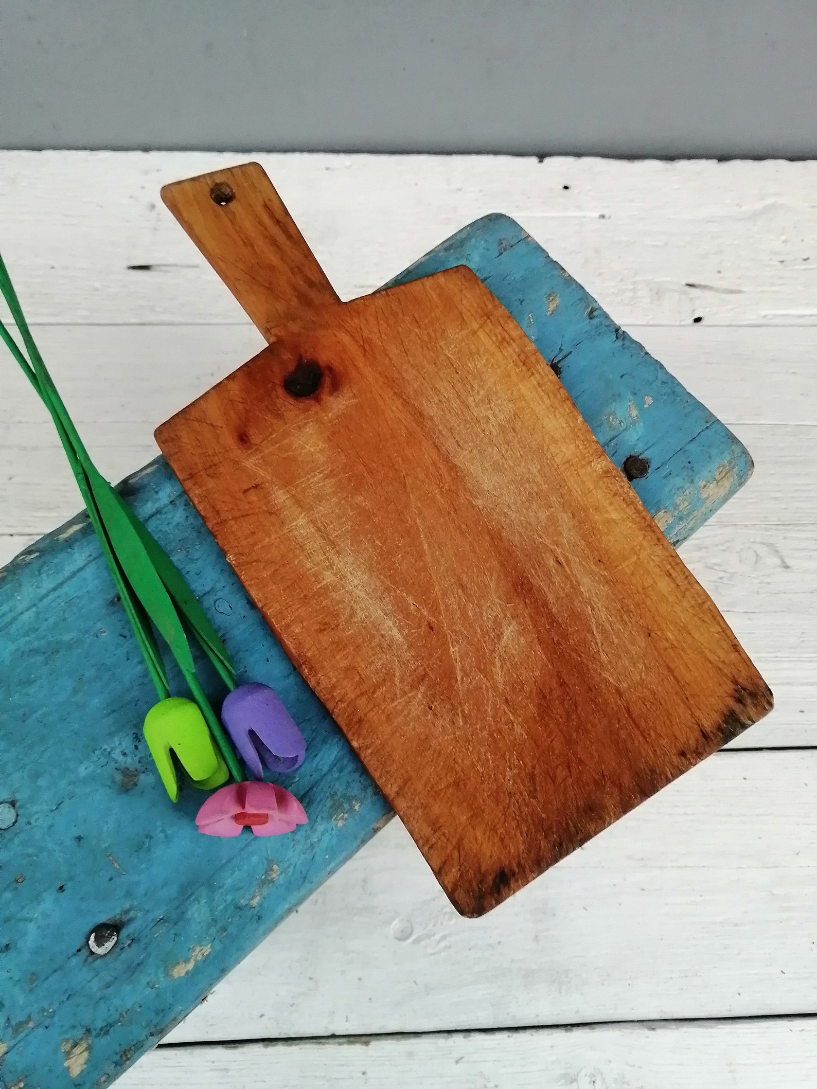 Antique Rustic Cutting Board With Food Chopper Bread Board Etsy