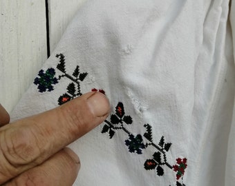 Vintage Ukrainian Embroidered Linen Shirt, Folk Vyshyvanka, Circa 1920-30