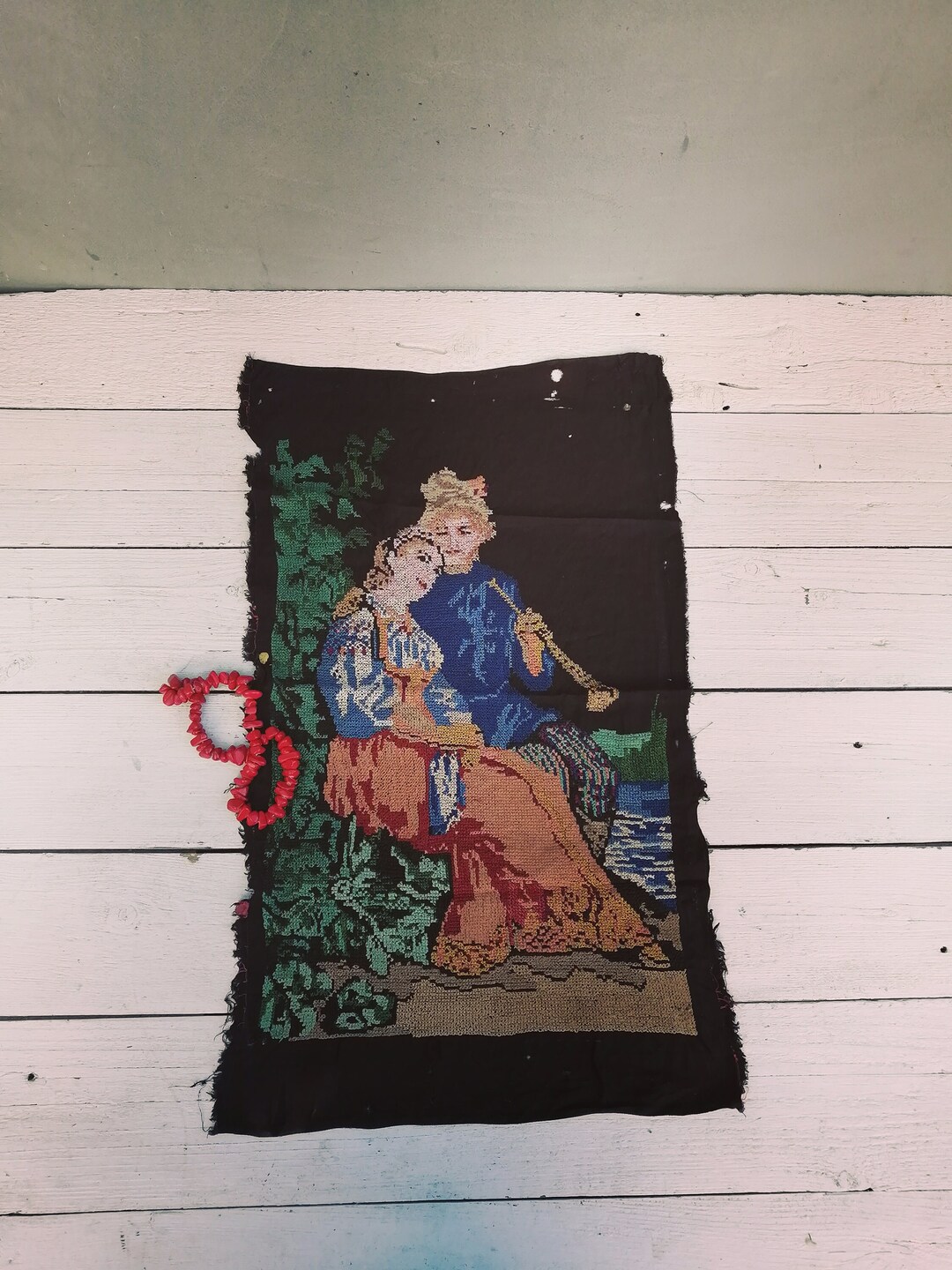 Broderie Ancienne Ukraine URSS – Roses Brodées Main, Années 60