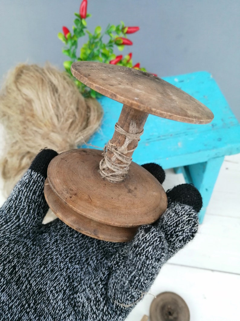 Wooden Spool Vintage Spinning Wheel Antique Wooden Spinning Etsy