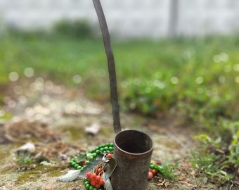 Brass scoop, Antique scoop, Brass scoop for kerosene, Measure to the store, Rustic decor, Antique vessel, Wall decor, Patio Decor