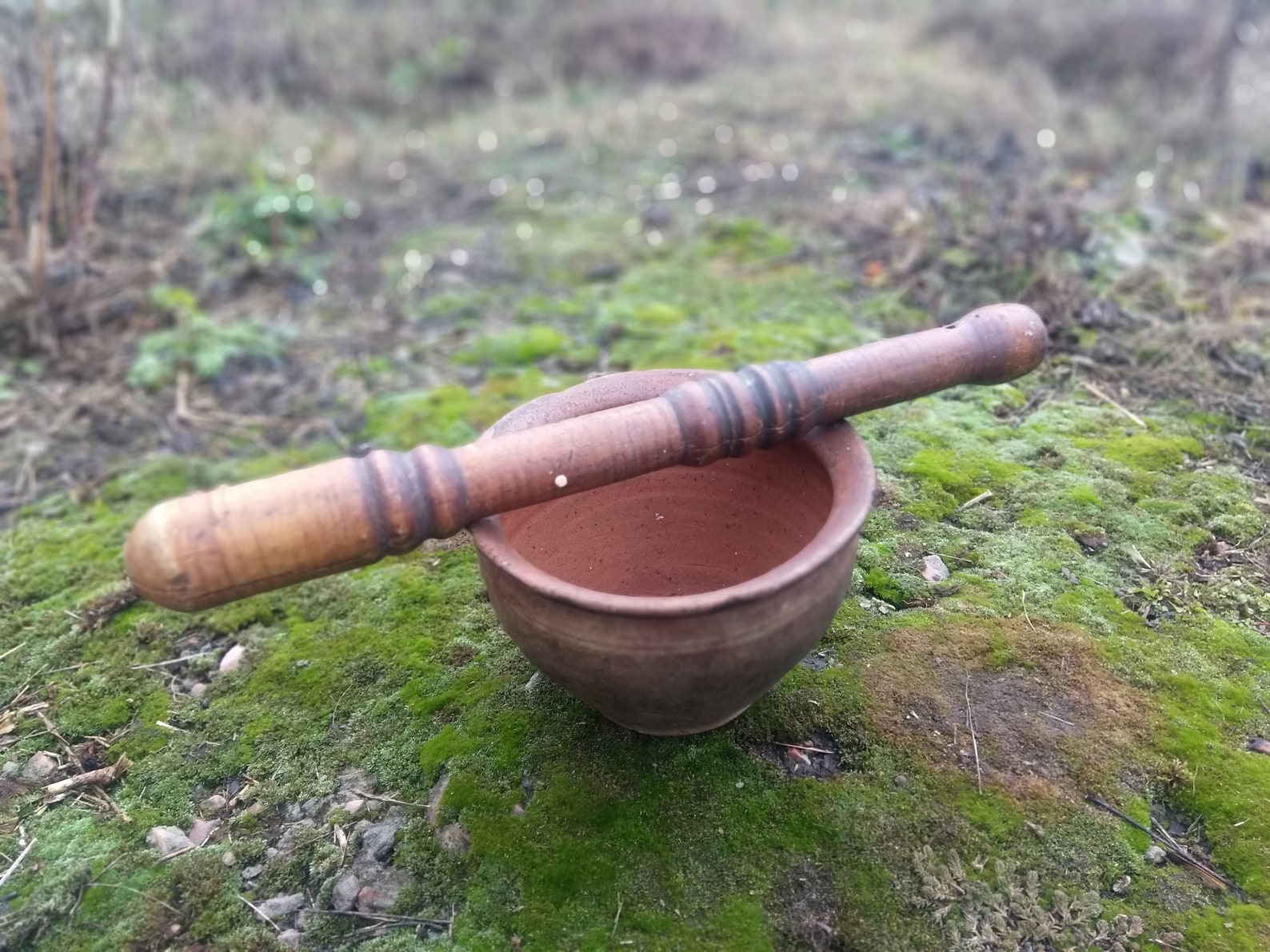 Vintage Clay Mortar and Pestle, Rustic Kitchen Decor - Etsy