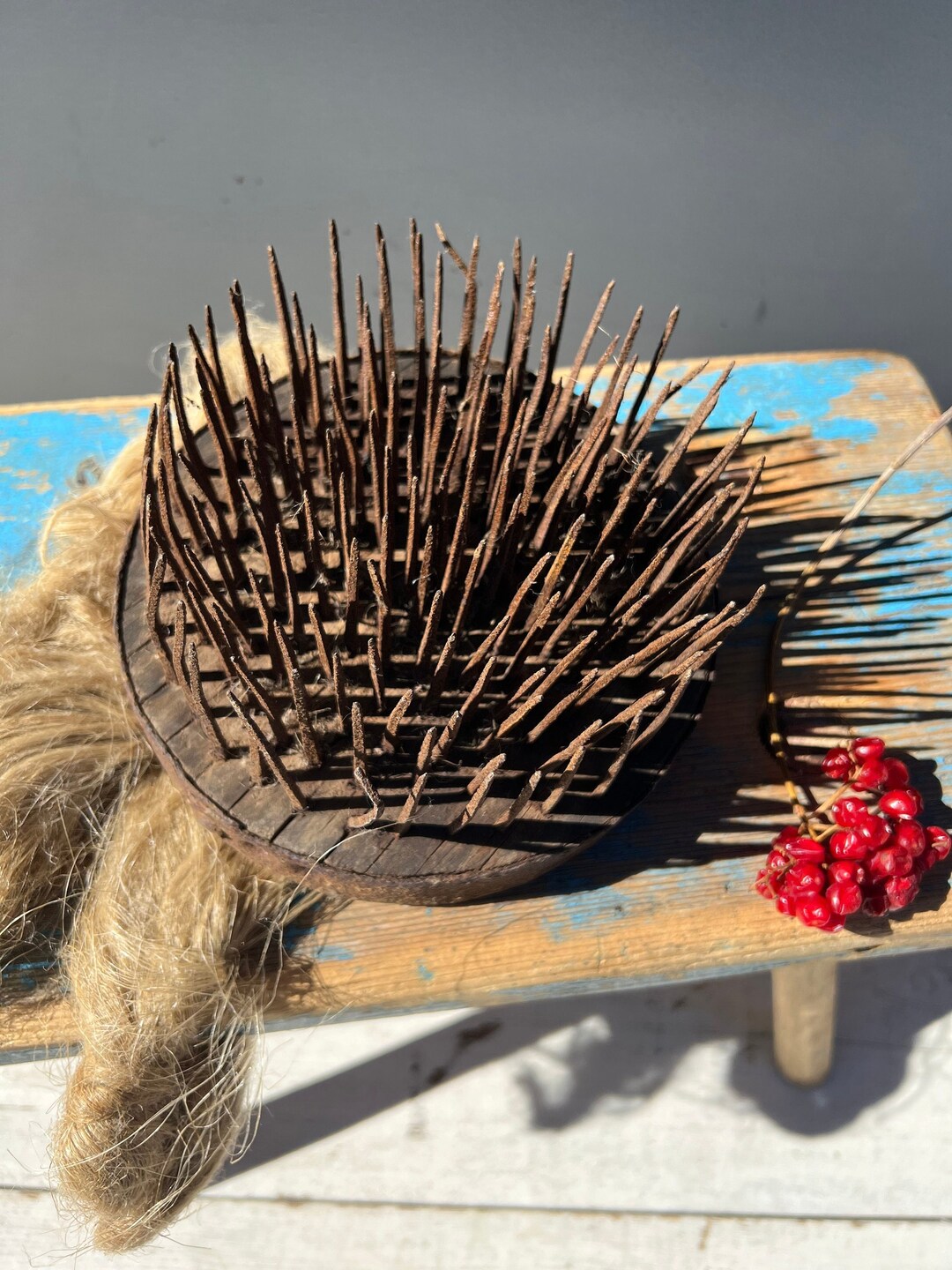 Antique Forged Nail Wool Comb, Rustic Country Decor - Etsy